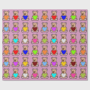 Roze Hart Teddy Bears Cadeaupapier