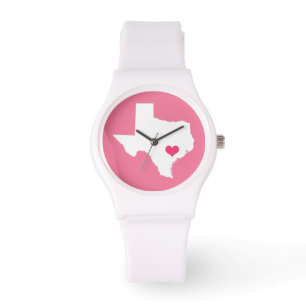 Roze Hart Texas Home State Horloge