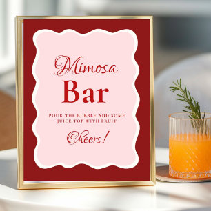 Roze Hart Valentijn Bachelorette Mimosa Bar Bord Poster