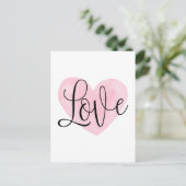 Roze hart. Valentijnsdag. Liefs. Moderne blos Feestdagenkaart (Staand voorkant)