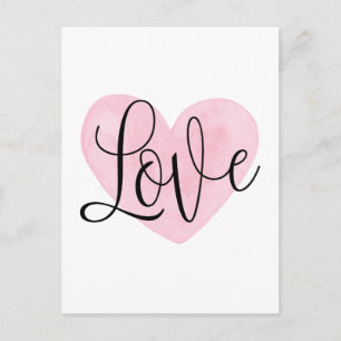 Roze hart. Valentijnsdag. Liefs. Moderne blos Feestdagenkaart