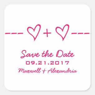 Roze Hart Vergelijking Save the Date Stickers