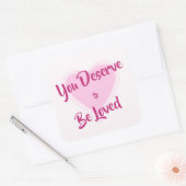Roze hart vierkante sticker (Envelop)