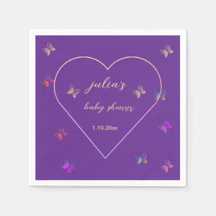 Roze Hart Vlinder meisje baby shower Servet