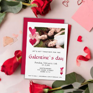 Roze Hart Vriend Foto Galentine's Day Kaart