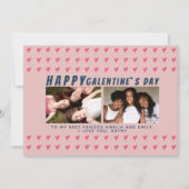 Roze hart Vrienden van Galentine Dag 2 Foto Feestdagenkaart (Voorkant)