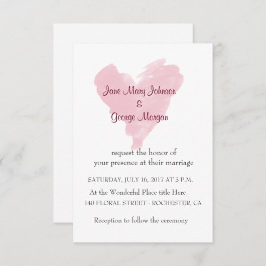 Roze hart Weddenschap Kaart (Voorkant / Achterkant)
