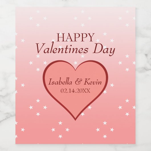 Roze hart wijn etiket (Enkel label)