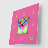 roze hart willekeurig nummer vierkante klok (Hoek)