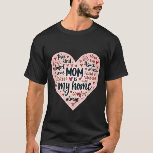 Roze Hart Woordwolk MOEDER Is Mijn Thuis Typografi T-shirt