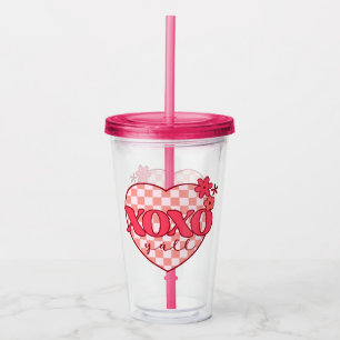 Roze hart Xoxo Hugs en Kisses Acryl Drinkbeker