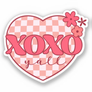 Roze hart Xoxo Hugs en Kisses Sticker