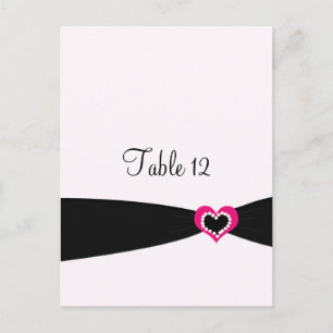 Roze Hart Zwarte Lint Tafel Stoelkaart Briefkaart