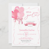 Roze hartballon Baby shower Kaart (Voorkant)