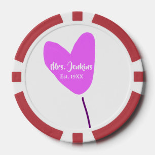 Roze hartballon mevrouw naam est. Voeg jaar liefde Poker Chips
