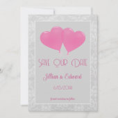 Roze hartballonnen bewaren de datum aankondiging (Voorkant)