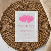 Roze hartballonnen bewaren de datum aankondiging