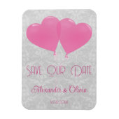 Roze hartballonnen opslaan de datum magneet (Verticaal)