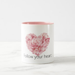 Roze Hartbloem Tweekleurige Koffiemok