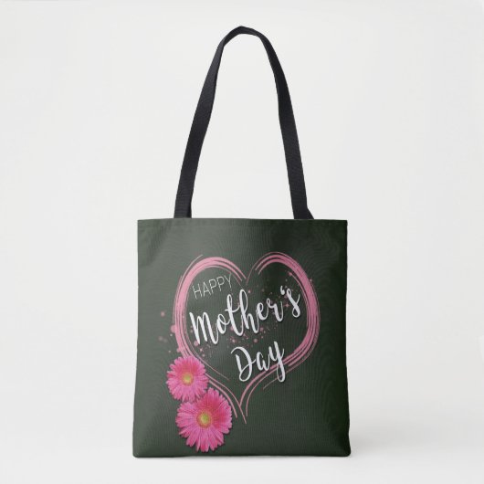 Roze hartbloemen Moederdag - Canvas tas (Voorkant)