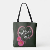 Roze hartbloemen Moederdag - Canvas tas (Achterkant)
