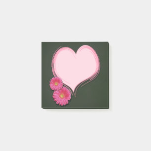 Roze hartbloemen - Post-it® notes