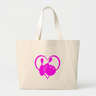 Roze hartbowling grote tote bag
