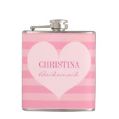 Roze hartbridesmaïde elegant op maat heupfles (Voorkant)