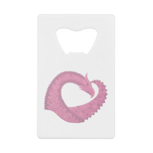 Roze hartdraak op wit kredietkaart flessenopener