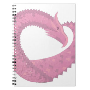 Roze hartdraak op wit notitieboek