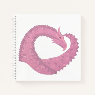 Roze hartdraak op wit notitieboek