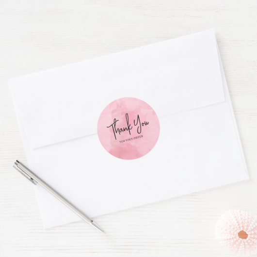 Roze Hartelijk dank Waterverf Sticker (Envelop)