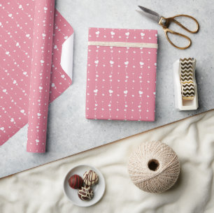 Roze harten aan een touwtje Gefeliciteerd met Vale Cadeaupapier