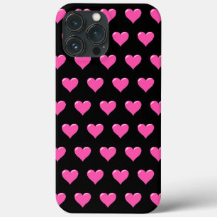 Roze harten aangepaste kleuren - zwart iPhone 13 pro max hoesje