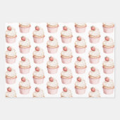 Roze Harten Aardbei Cupcake Inpakpapier Vel (Voorkant)