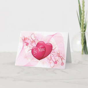 Roze Harten Be Mine Valentijn Kaart