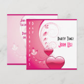 Roze harten, bloemen en wervelingen Valentijnsdag Kaart (Voorkant / Achterkant)