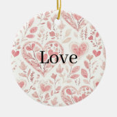 Roze Harten Bloemige Liefde   Keramisch Ornament (Voorkant)