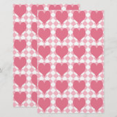 Roze harten briefpapier (Voorkant / Achterkant)