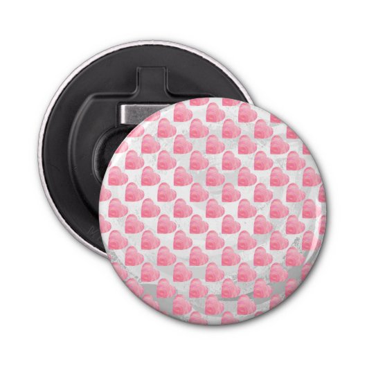 Roze harten button flesopener (Voorkant)