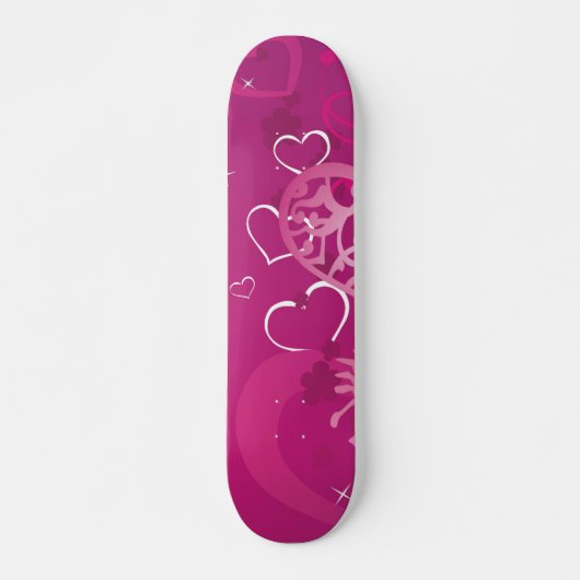 Roze harten collage skateboard (Voorkant)