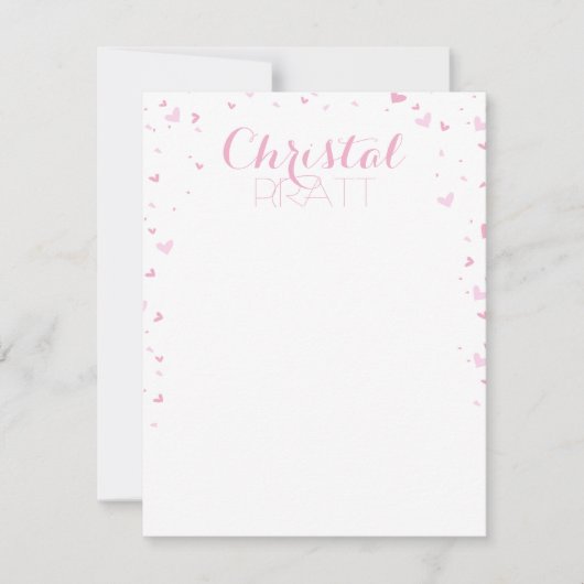 Roze harten Confetti - Aangepaste schrijfbenodigdh Kaart (Voorkant)