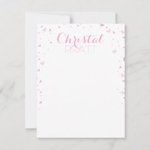 Roze harten Confetti - Aangepaste schrijfbenodigdh Kaart
