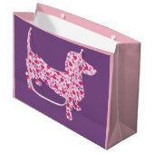 Roze harten Dachshund Groot Cadeauzakje (Voorkant Gekanteld)