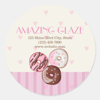 Roze harten Donut Shop Bakery Sticker Label CUTE
