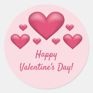 Roze harten en gelukkige Valentijnsdag tekst Ronde Sticker