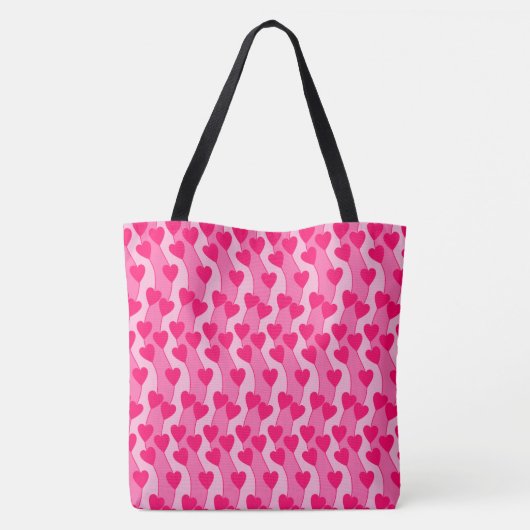 Roze harten en linnen Pattern Crossbody Bag Draagtas (Achterkant)