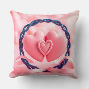 Roze harten en lint die romantiek en liefde symbol kussen