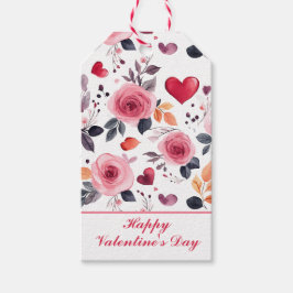 Roze harten en Rozen Cadeaulabel