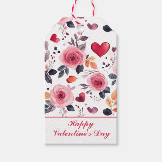 Roze harten en Rozen Cadeaulabel